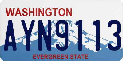 WA license plate AYN9113