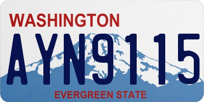 WA license plate AYN9115