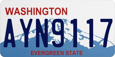 WA license plate AYN9117