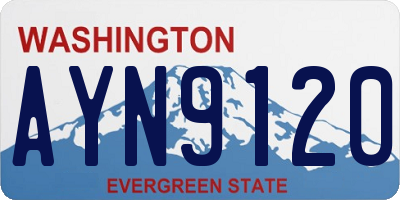 WA license plate AYN9120