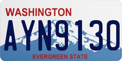 WA license plate AYN9130
