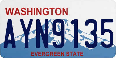 WA license plate AYN9135