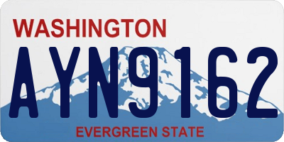 WA license plate AYN9162