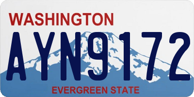 WA license plate AYN9172