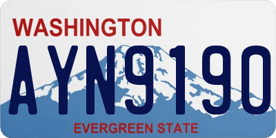 WA license plate AYN9190
