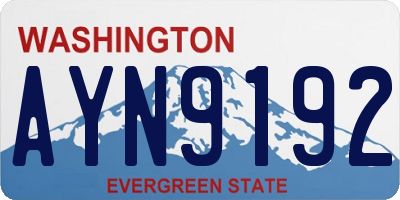 WA license plate AYN9192