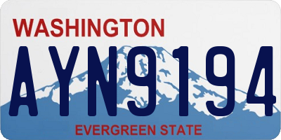 WA license plate AYN9194