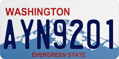 WA license plate AYN9201