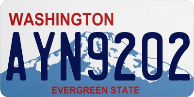 WA license plate AYN9202