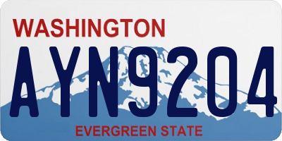 WA license plate AYN9204