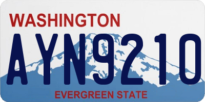 WA license plate AYN9210