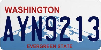 WA license plate AYN9213