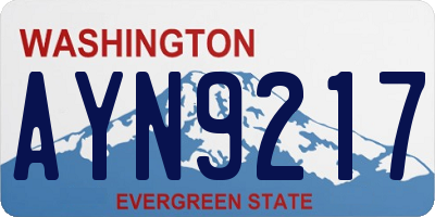 WA license plate AYN9217
