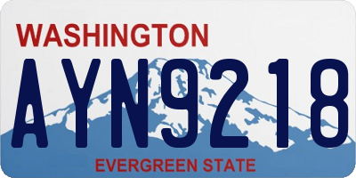 WA license plate AYN9218