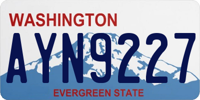 WA license plate AYN9227