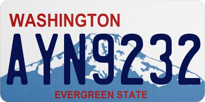 WA license plate AYN9232