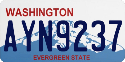 WA license plate AYN9237
