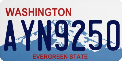 WA license plate AYN9250