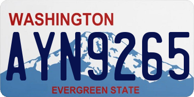 WA license plate AYN9265