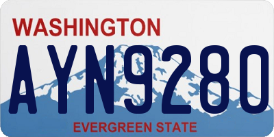 WA license plate AYN9280