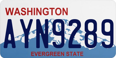 WA license plate AYN9289