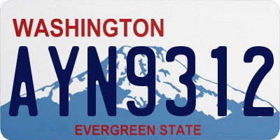 WA license plate AYN9312