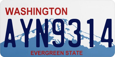 WA license plate AYN9314