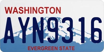 WA license plate AYN9316