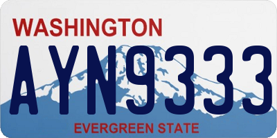 WA license plate AYN9333