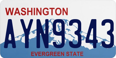 WA license plate AYN9343