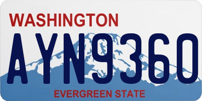 WA license plate AYN9360