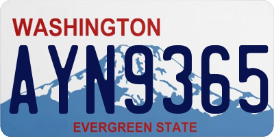 WA license plate AYN9365