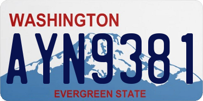 WA license plate AYN9381