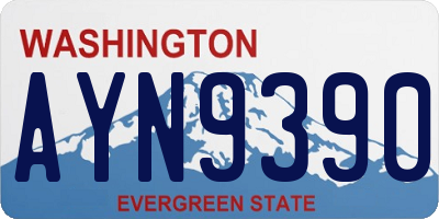 WA license plate AYN9390