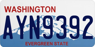 WA license plate AYN9392