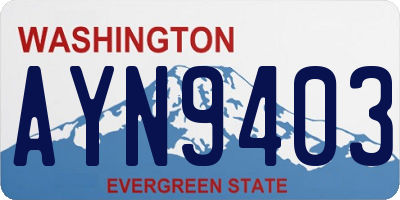 WA license plate AYN9403