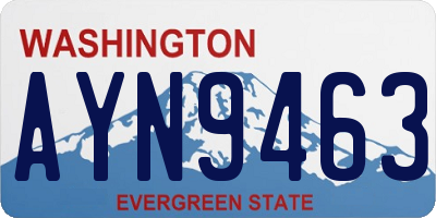 WA license plate AYN9463