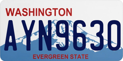 WA license plate AYN9630