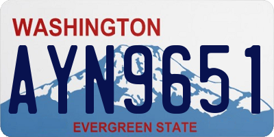 WA license plate AYN9651