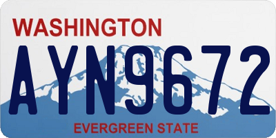 WA license plate AYN9672