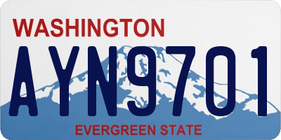 WA license plate AYN9701