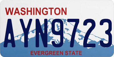 WA license plate AYN9723
