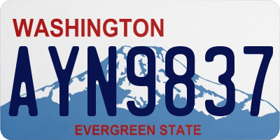 WA license plate AYN9837