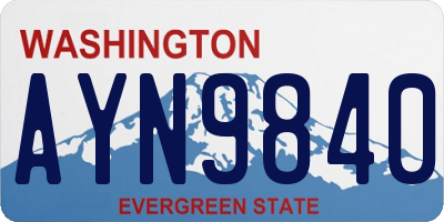 WA license plate AYN9840