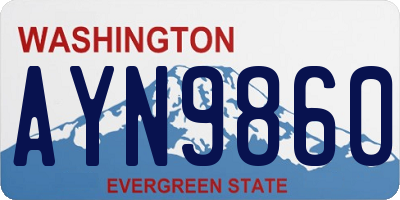 WA license plate AYN9860