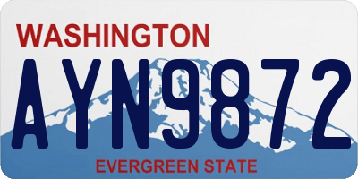 WA license plate AYN9872