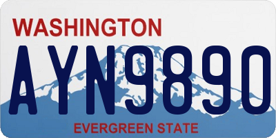 WA license plate AYN9890
