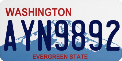 WA license plate AYN9892