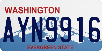 WA license plate AYN9916