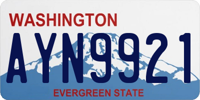 WA license plate AYN9921